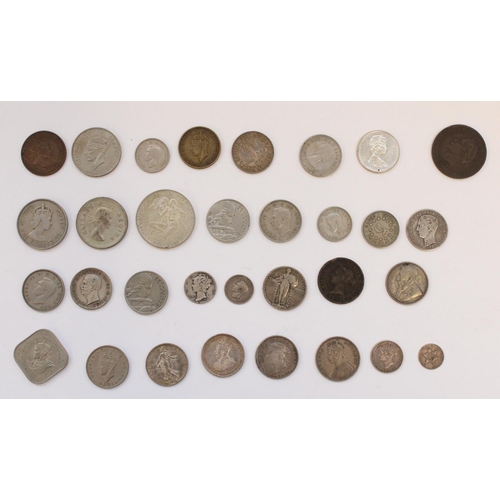 619 - Small selection of world and commonwealth coinage, some silver content to include 1916 Australian sh... 