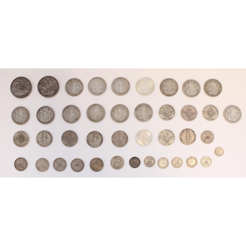 622 - Pre-1920 GB silver content coinage, denoms threepence through to crowns, gross 430g