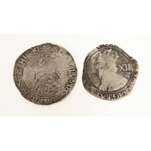 630 - King Charles I silver shilling c1640 to 1650 with another similar King Charles I silver shilling (2n... 