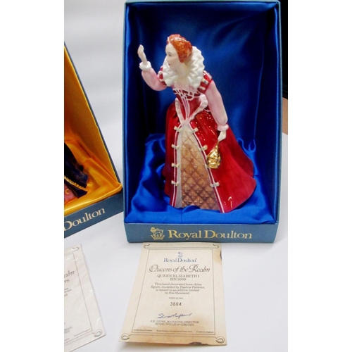 196 - Royal Doulton Queen Elizabeth I HN 3099 No.3664 of 5000 with certificate, Royal Doulton Mary Queen o... 