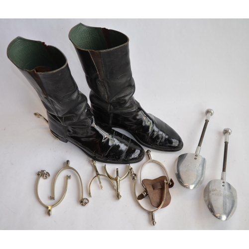 328 - A pair of vintage cavalry boots with attached spurs and a pair of 