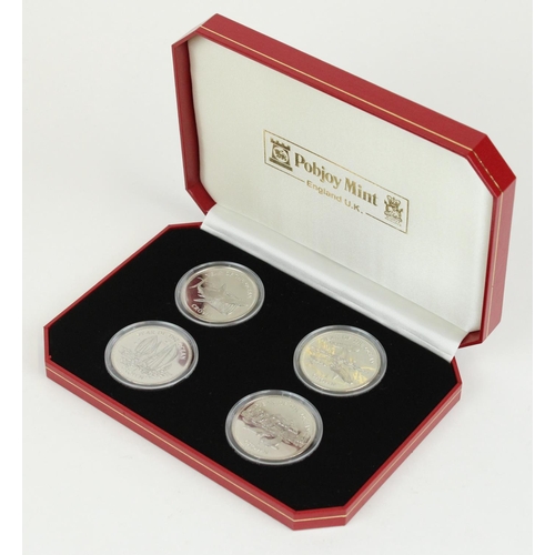 645 - Set of four Pobjoy Mint 1998 Isle of Man Year of the Ocean commemorative crowns, all encapsulated in... 