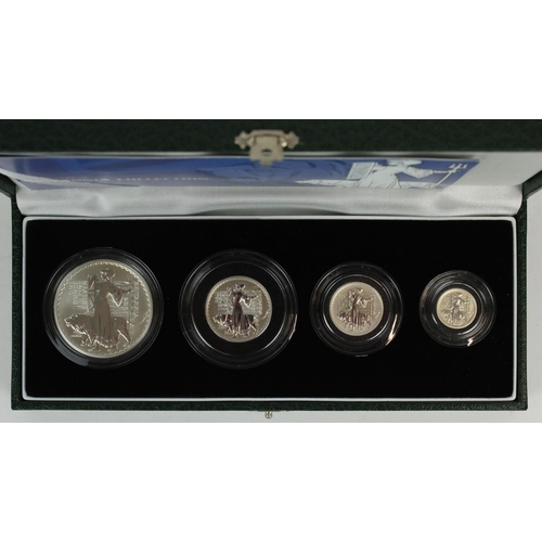 662 - Royal Mint 2001 fine silver proof four coin collection, encapsulated with original box and certifica... 