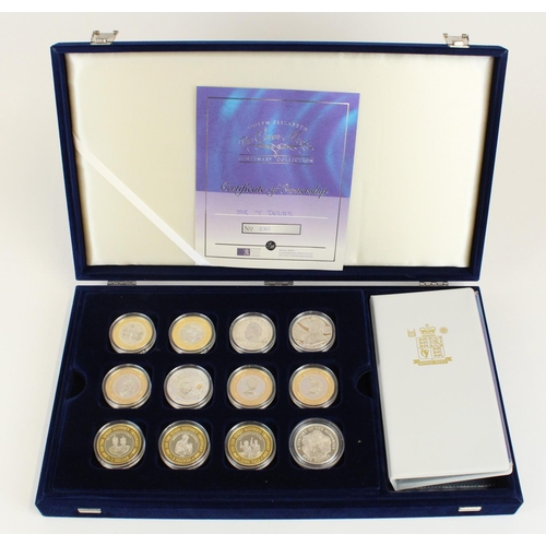 666 - Royal Mint Queen Mother Centenary collection of 12 silver proof coins, all encapsulated in box with ... 