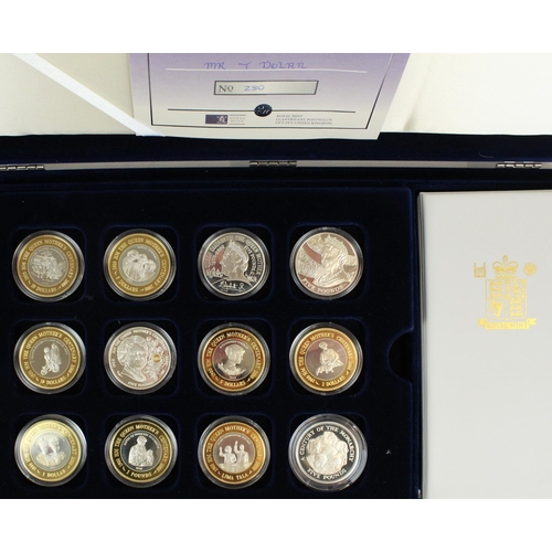 666 - Royal Mint Queen Mother Centenary collection of 12 silver proof coins, all encapsulated in box with ... 