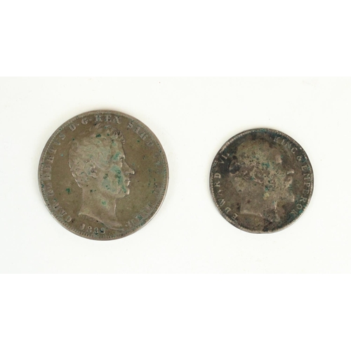 667 - Italian States Kingdom of Sardinia 1839 silver 5 Lira together with a 1901 Indian silver rupee