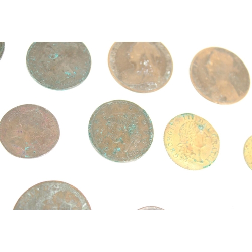 668 - Small selection of early GB and world copper and bronze coinage/tokens, includes USA 1838 one cent