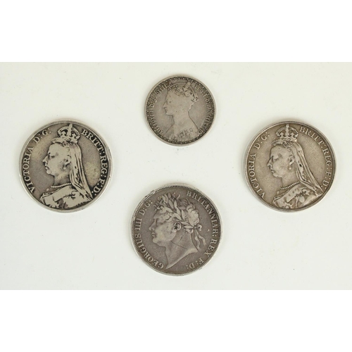 671 - Selection of post-1920 silver content coinage, three pence through crown together with two QV silver... 