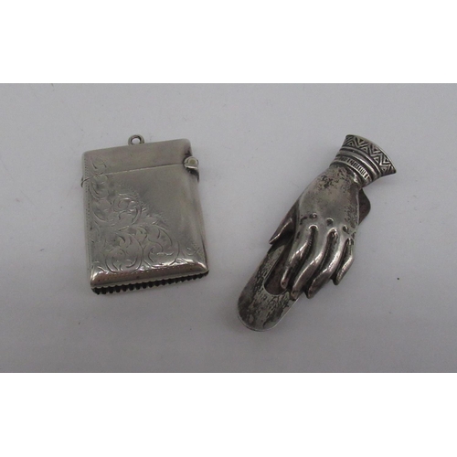 55 - Tiffany and Co. Sterling silver hand money clip, stamped Sterling, and an Edw.VII hallmarked Sterlin... 