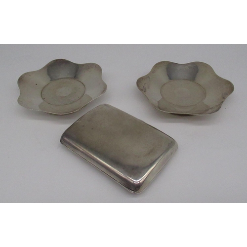 56 - Two Geo.V hallmarked Sterling silver dishes by Walker & Hall, Birmingham, 1923, and a silver Geo.V c... 