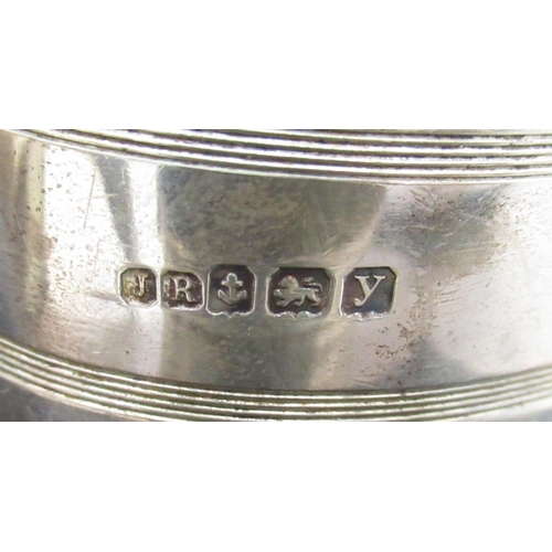 69 - Four Geo.V hallmarked sterling silver napkin rings engraved with initial R, by John Rose, Birmingham... 