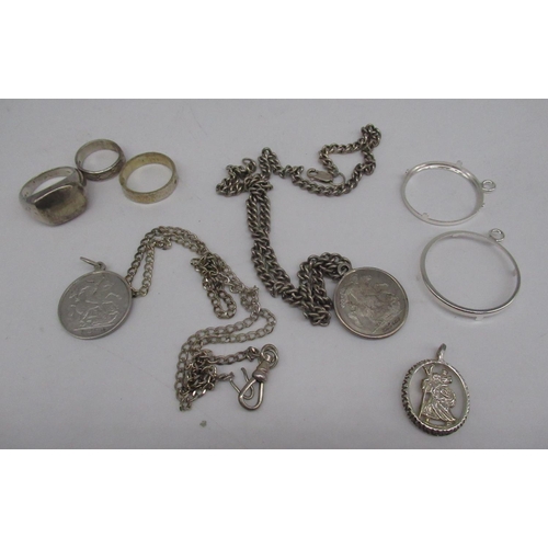 53 - Two hallmarked Sterling silver St. George pendants, one on silver chain stamped 925 (A/F), a hallmar... 