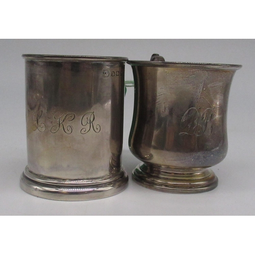 63 - Geo.V hallmarked Sterling silver christening beaker with gilt interior, engraved with initials 'NLKR... 