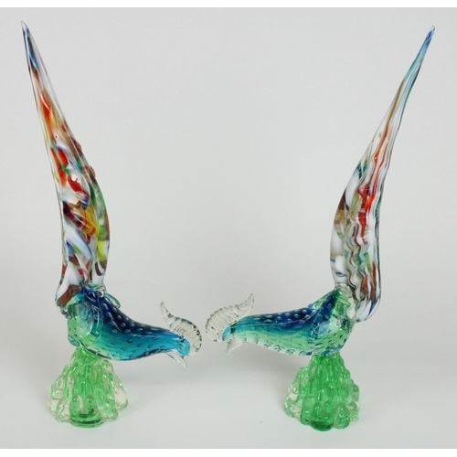 500 - Six Murano art glass cockerel and bird figures, largest H44cm