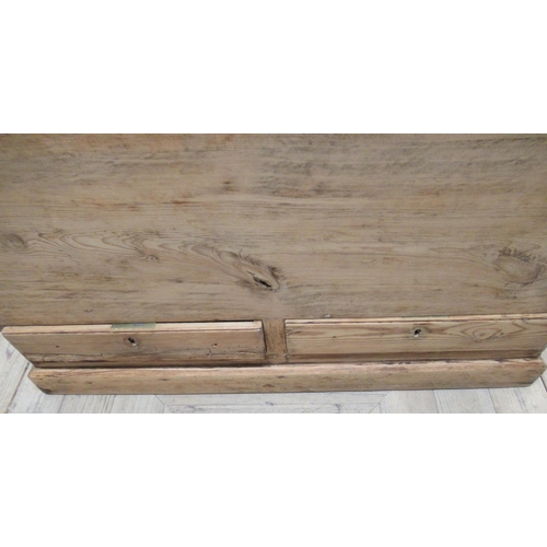 706 - Pine mule chest, with two fitted drawers and a fitted candle box, a/f (W92cm, D53cm and H58cm)