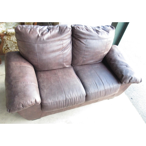 714 - Torino two seater setee in faux brown leather, W160cm, D79cm, H86cm,