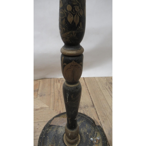 722 - 1920s Chinoiserie standard lamp (a/f) & a late c20th wrought iron standard lamp(2)