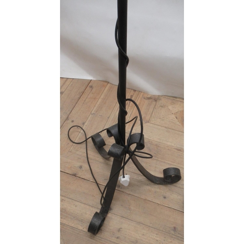 722 - 1920s Chinoiserie standard lamp (a/f) & a late c20th wrought iron standard lamp(2)