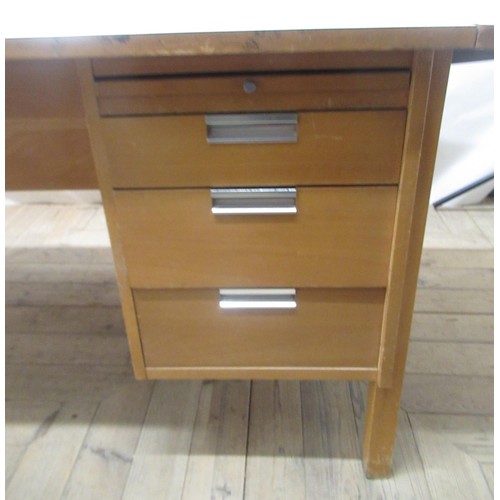 700 - Alco beech and Formica office desk, with 4 inset drawers, width approx. 182cm, D76cm, H72cm