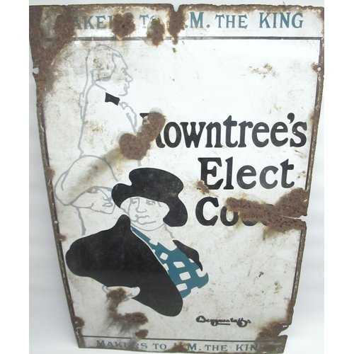 192 - Enamel sign - Rowntree's elect cocoa, W50.2cm H75.5cm (a/f)