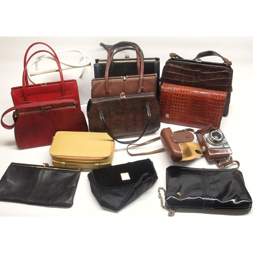 193 - Collection of Ladies handbags, predominantly leather inc. 2 by Estee Lauder & a Agfa Optima I a came... 