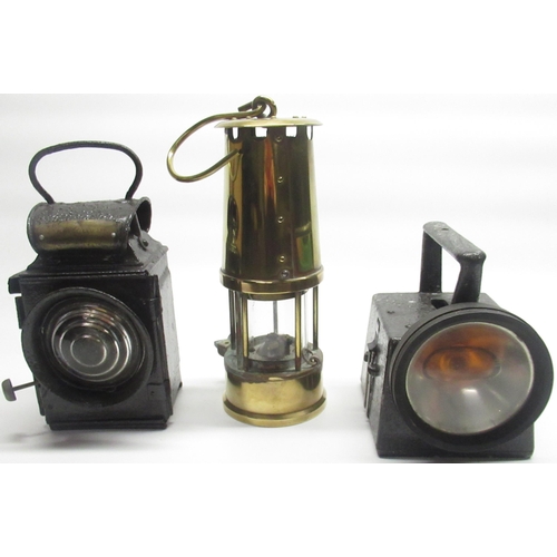 323 - J & R Oldfield 'Dependence' Type 886 lamp (repainted), Eccles Type 6 brass-bodied miner's safety lam... 