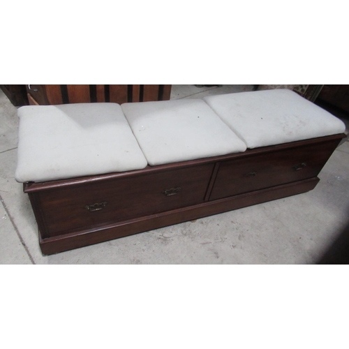 725 - Hall seat with two drawers on plinth base, width 155.5cm, depth 48cm, height 52cm,