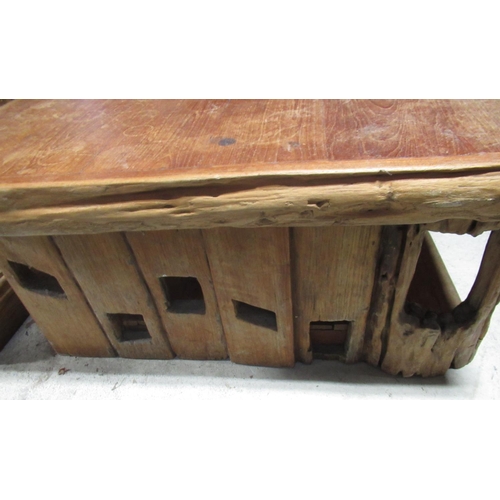 728 - Contemporary rustic driftwood two tier square coffee table, width 89cm, depth 90cm, height 44.5cm