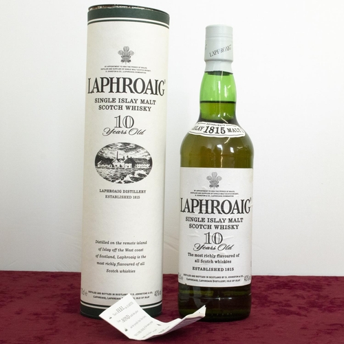 135 - Laphroaig Single Islay Maly Scotch Whisky, 10 years old, 40%vol 70cl, in tube, 1btl