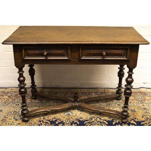 762 - The Grange Goathland - Late C18th walnut side table, rectangular over hanging moulded top above two ... 