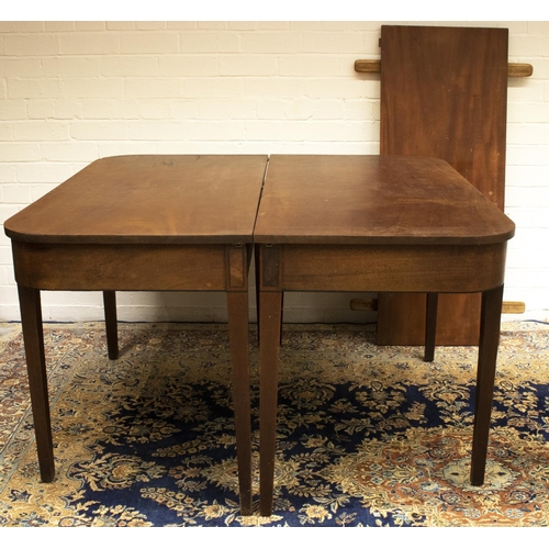 766 - The Grange Goathland - Pair of Geo.111 mahogany rounded rectangular table ends, on square tapered su... 