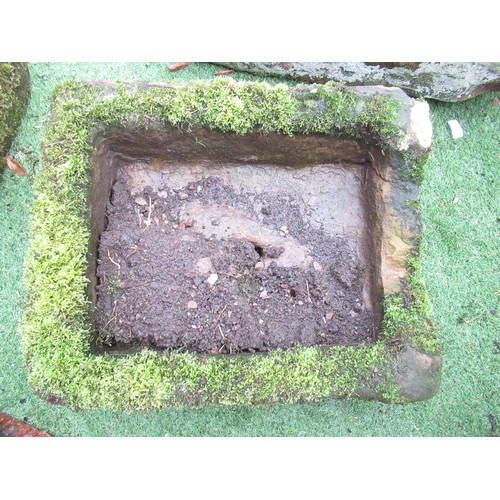 774 - The Grange Goathland - Small stone trough, with central drainage hole (damage to one end), 54cm x 43... 