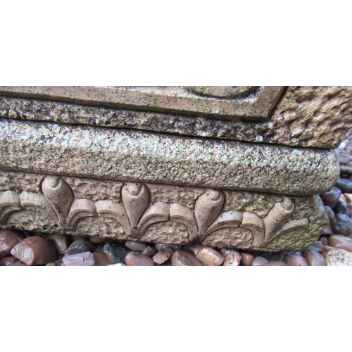 779 - Pair of reconstituted stone planters, with scroll ends and fleur de lis decoration, 92cm x 33cm, app... 