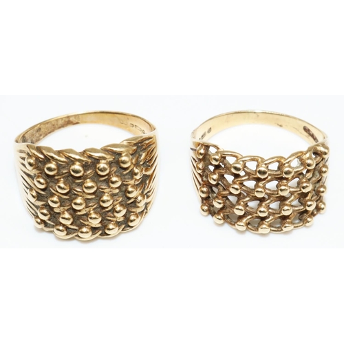 10 - Two 9ct yellow gold keeper rings, both stamped 375, sizes Q1/2 and S1/2, gross 11.9g