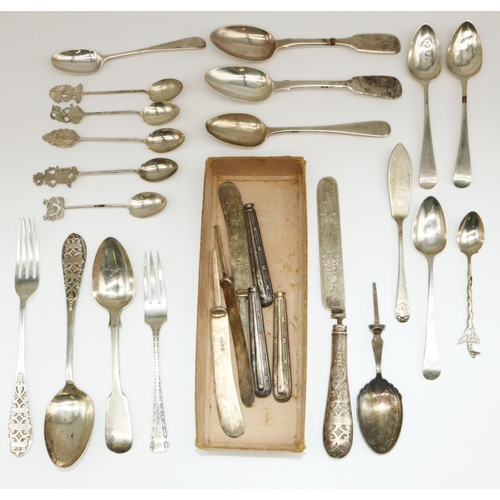 88 - hallmarked Sterling silver fork and spoon by Martin, Hall & Co, London, 1872, and a collection of ha... 