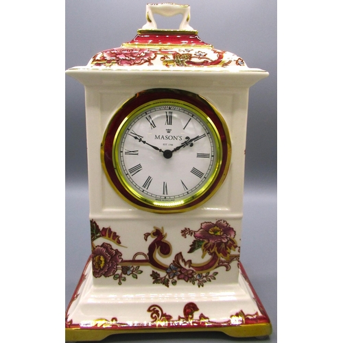 249 - Mason's red Mandalay mantel time piece in the form of C18th bracket clock, H25cm, Mason's red Mandal... 