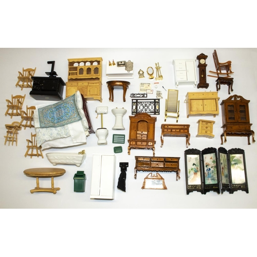 170 - Collection of dolls house furniture inc. rocking horses, cabinets, dressers, etc (2 boxes)