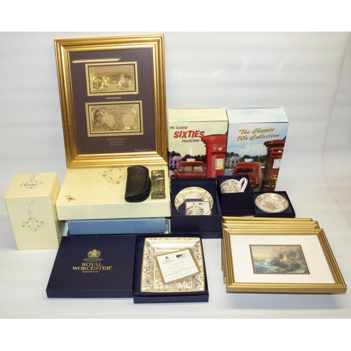 321A - Royal Mint gold impressions of a ten shilling and a five pound bank note, framed limited edition wit... 