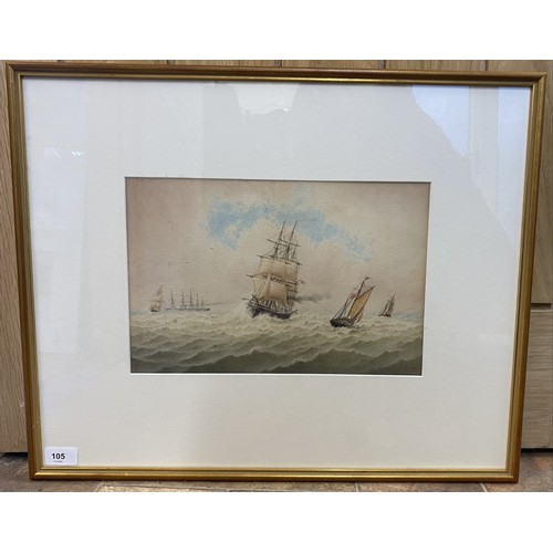 105 - William Frederick Settle (British, C19th); British fleet, watercolour, signed, 22cm x 34cm