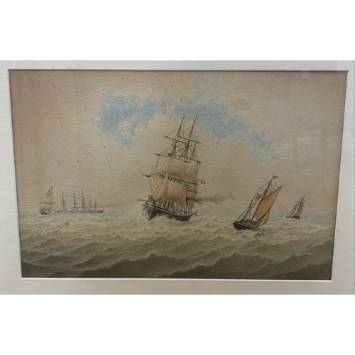 105 - William Frederick Settle (British, C19th); British fleet, watercolour, signed, 22cm x 34cm