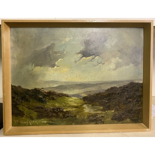 110 - Lewis Creighton (British, 1918-1996); Moorland landscape, oil on board, signed, 50cm x 49cm