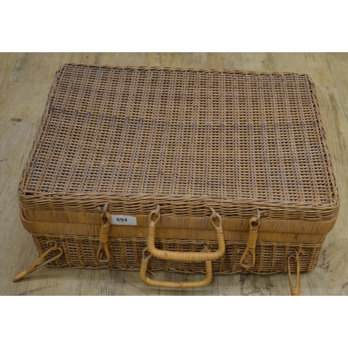 694 - Wicker picnic basket 