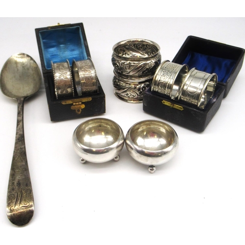 89 - Pair of Victorian hallmarked Sterling silver salts on three ball feet, by J.F & S, Birmingham, 1892,... 