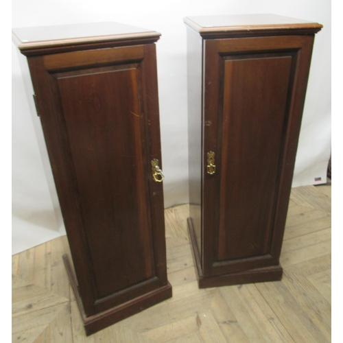 808 - Pair of Edwardian walnut gentlemens campaign style dressing cabinets, single full length panelled do... 