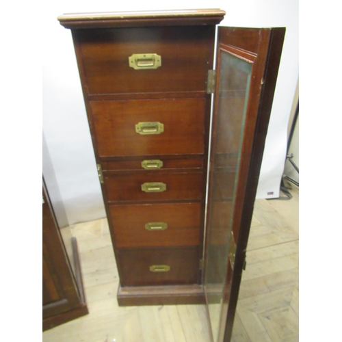 808 - Pair of Edwardian walnut gentlemens campaign style dressing cabinets, single full length panelled do... 