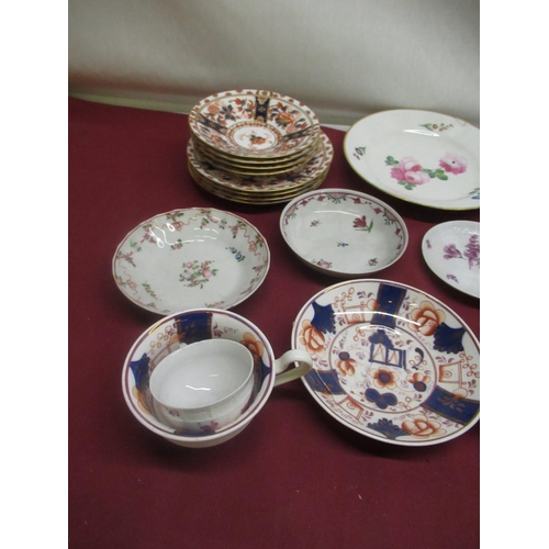 149 - Late C19th Sunderland lustre type teacup and saucer, two late C18th New Hall saucers, pair of late C... 