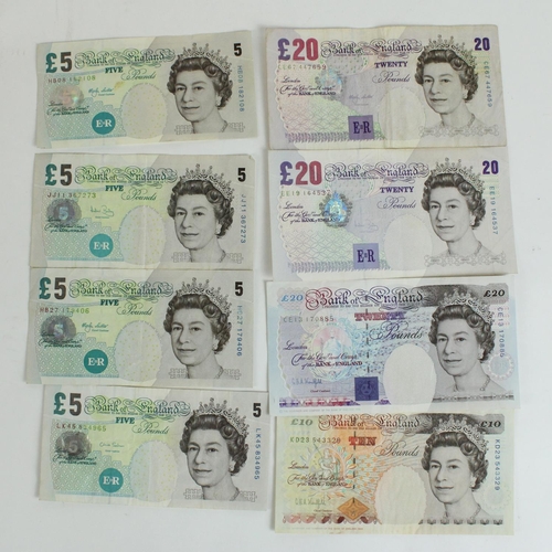 740 - Selection of Bank of England £20, £5 and a £10 note