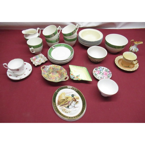 174 - Set of six 1930's Crown Ducal bowls, C20th tea set, Crown Devon cabinet cup and saucer with basket w... 