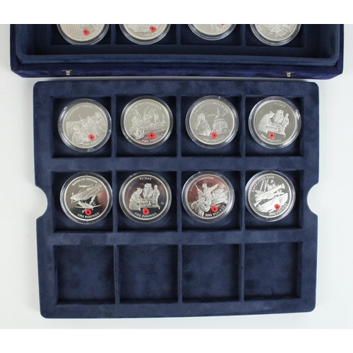 747 - Westminster Route to Victory silver proof coin collection, encapsulated with original certs. and pho... 