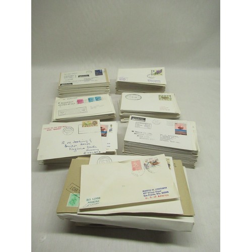 196 - Box containing a large collection of stamped and franked envelopes relating to British ports and hom... 
